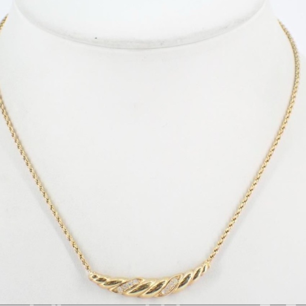 Dior Gold Necklace with Twisted Bar Design